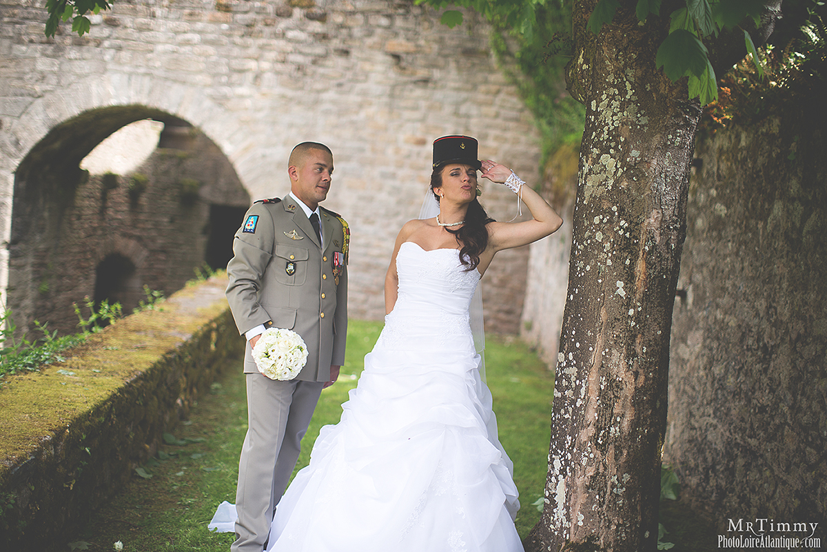 mariage militaire photo de couple fun