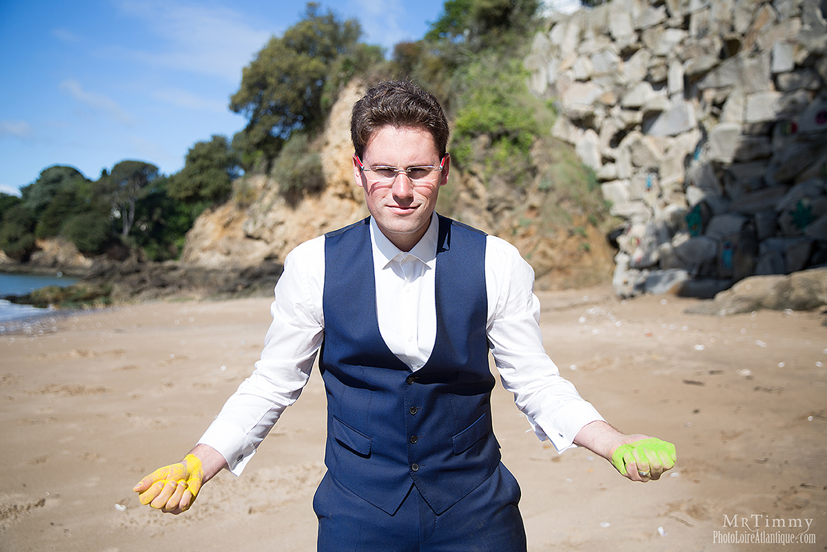 trash the dress plage poudre colore mariage saint nazaire loire atlantique mrtimmy photographe fun crazy original photos couples